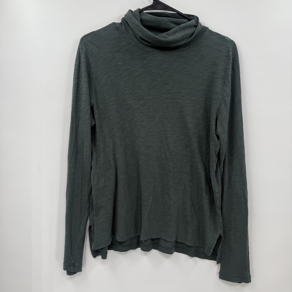 Madewell Woman's Whisper Cotton Turtleneck Top Olive Size Medium